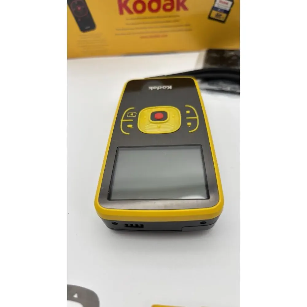 Kodak Zx1 HD Pocket Video Camera Yellow– Tested –Turns On W/ Accessories & Box